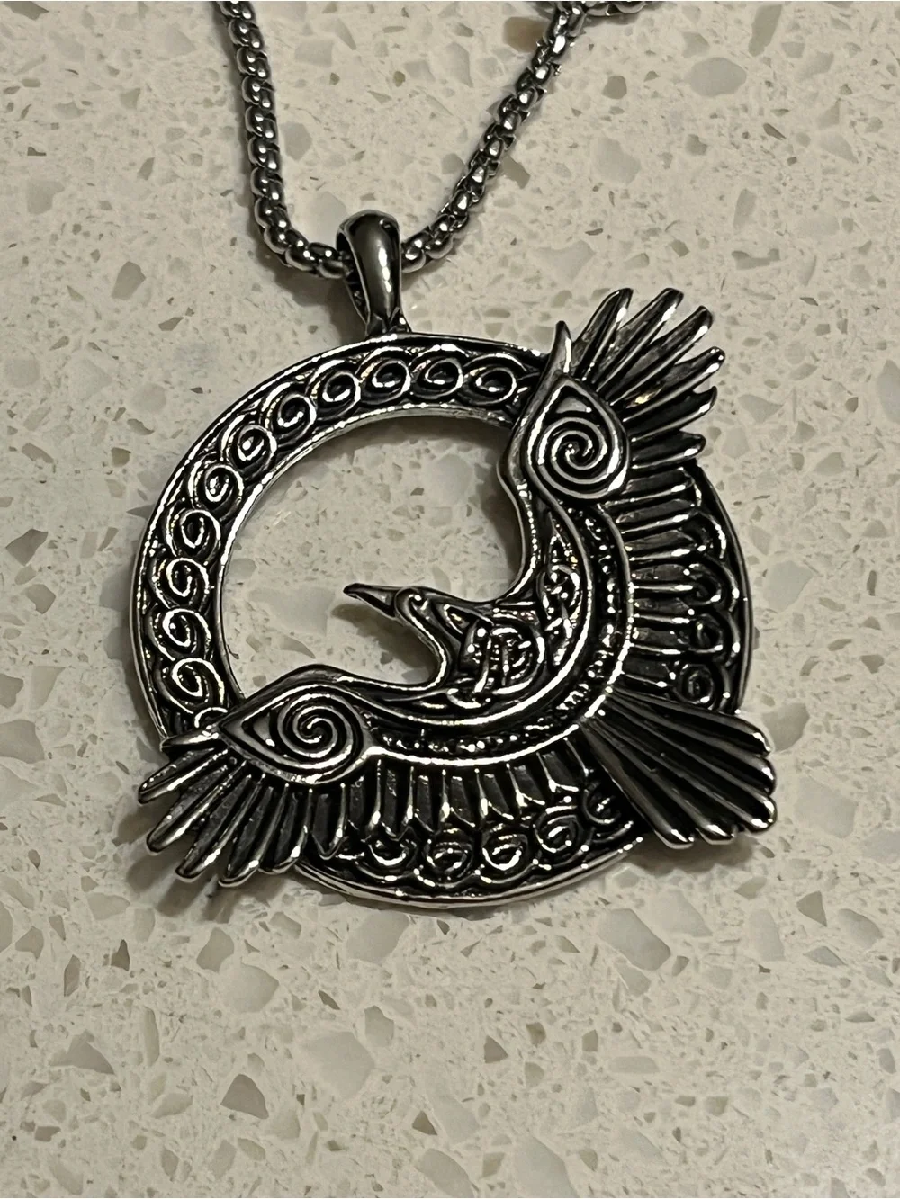 Men's Nordic Viking Crow Totem Stainless Steel Necklace